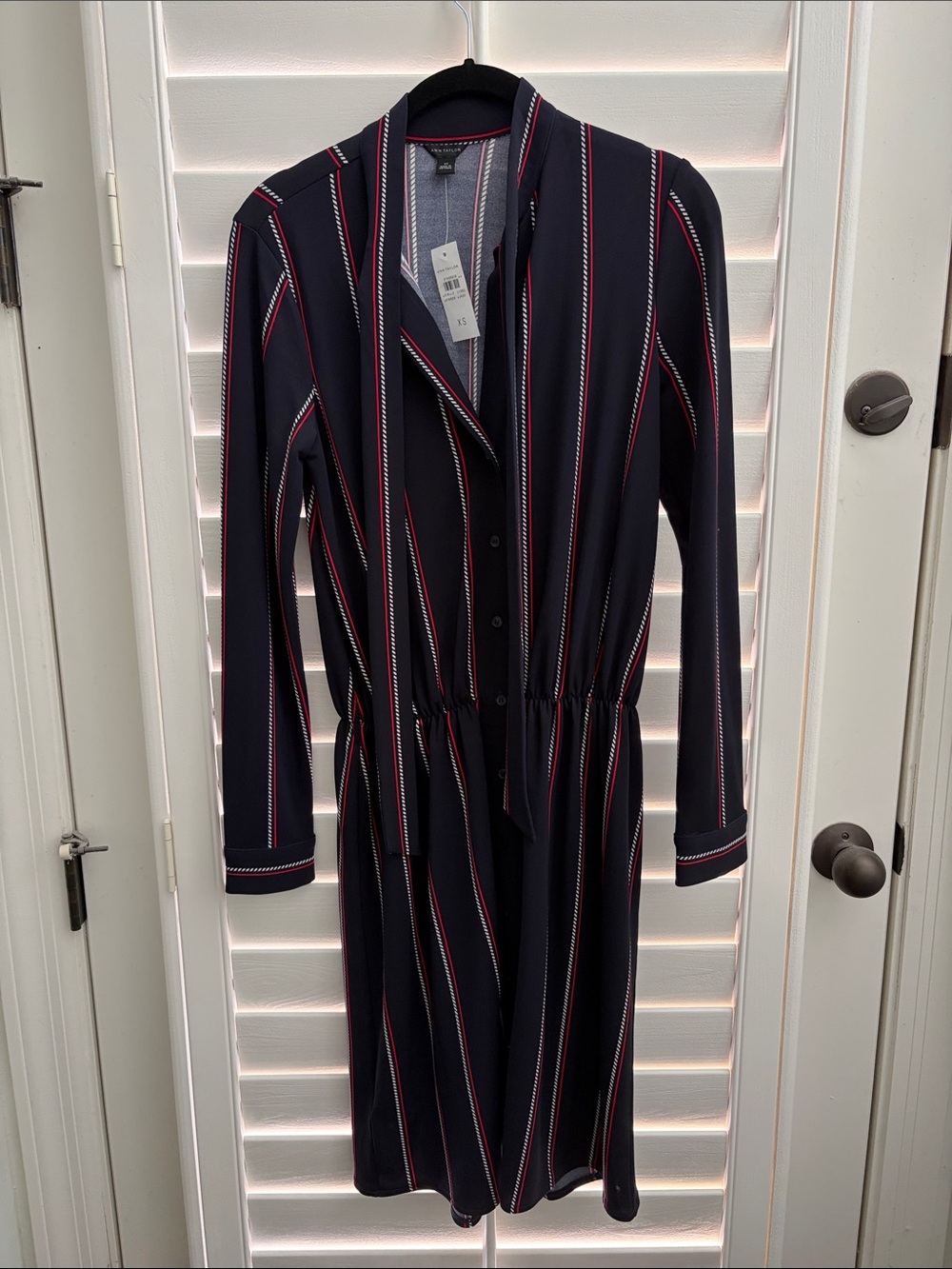Ann Taylor Size XS Navy Dress Jacket with Red and White Stripes